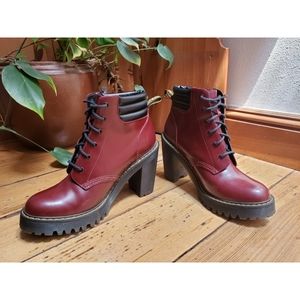 Dr. Martens Persephone Red Leather Heel Boot